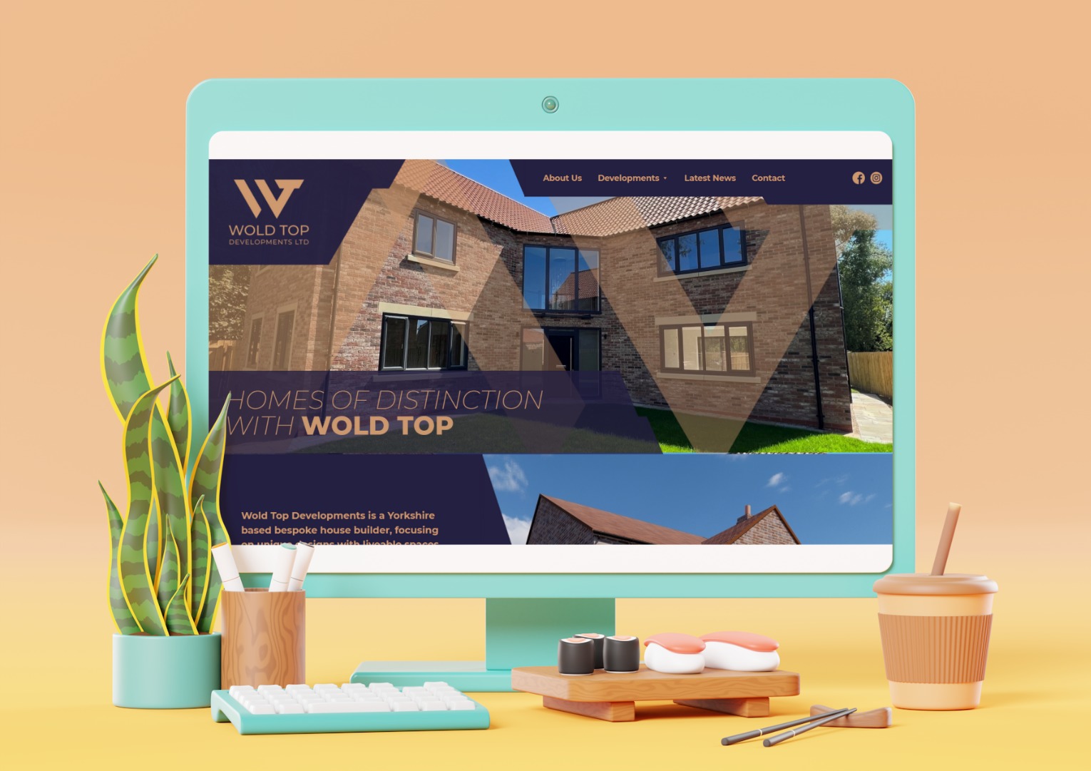 Wold Top website design shown on a desktop computer